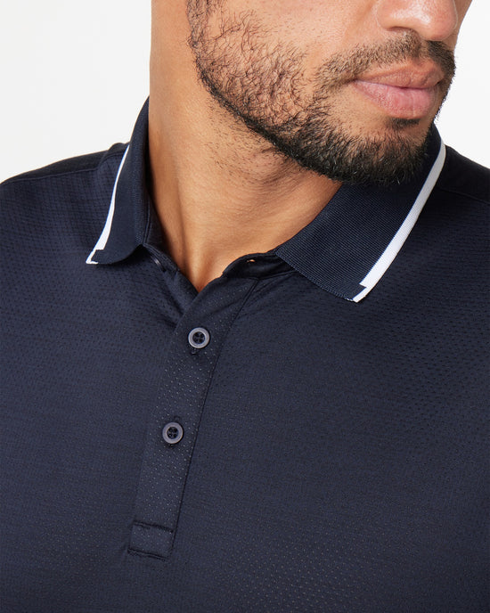 Navy $|& Glyder Power Fade Short Sleeve Polo - Hanger Back