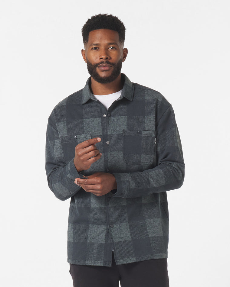 Carbon/Black Hudson Plaid Print $|& Glyder Trek Shirt - VOF Detail