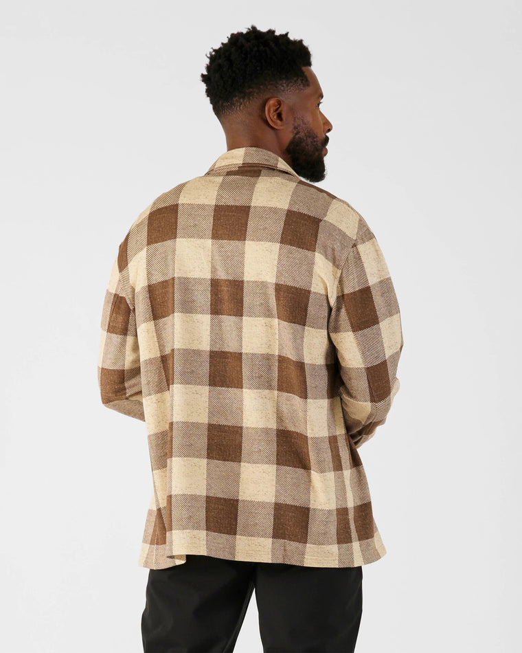 Chocolate/Oatmilk Buffalo Plaid Print $|& Glyder Trek Shirt - Hanger Side