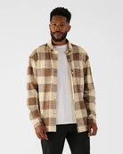 Chocolate/Oatmilk Buffalo Plaid Print $|& Glyder Trek Shirt - VOF Detail