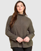 Mocha $|& Chris & Carol Turtleneck Sweater - VOF Detail