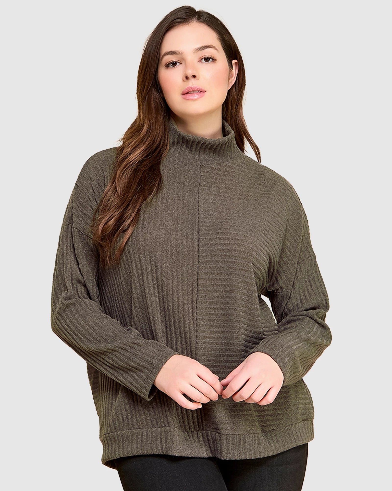 Mocha $|& Chris & Carol Turtleneck Sweater - VOF Detail