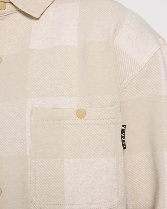 Oatmilk Linen Plaid $|& Glyder Trek Shirt - SOF Full Front
