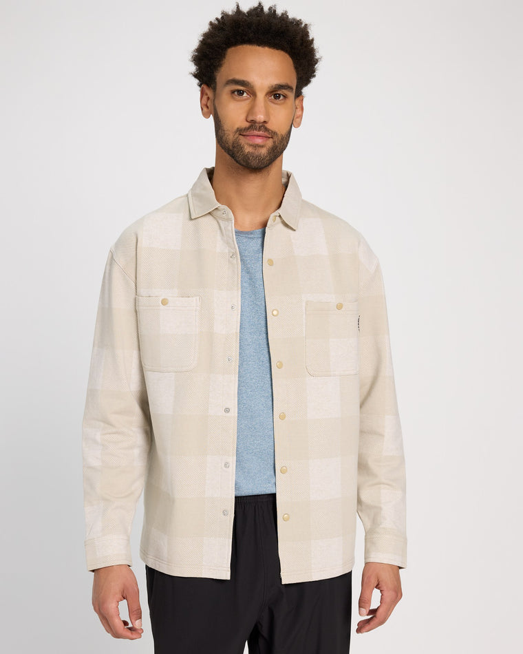 Oatmilk Linen Plaid $|& Glyder Trek Shirt - SOF Front