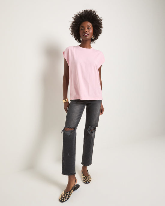 Tea Rose $|& SEAS Bloom Ruched Shoulder Tee - VOF Front