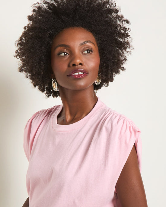 Tea Rose $|& SEAS Bloom Ruched Shoulder Tee - SOF Full Front