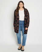 Black Multi $|& Bobeau Eyelash Open Front Cardigan - UGC On Fig