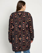 Black Multi $|& Bobeau Eyelash Open Front Cardigan - SOF Back