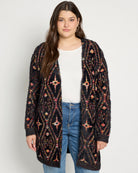 Black Multi $|& Bobeau Eyelash Open Front Cardigan - SOF Front