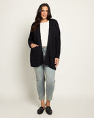 Black $|& Bobeau Two Pocket Popcorn Cardigan - UGC On Fig
