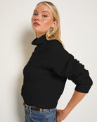 Black $|& SEAS Sunrise Mock Neck Sweatshirt - SOF Full Front