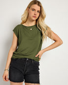 Olive Branch $|& SEAS Brentwood Boat Neck Top - SOF Front
