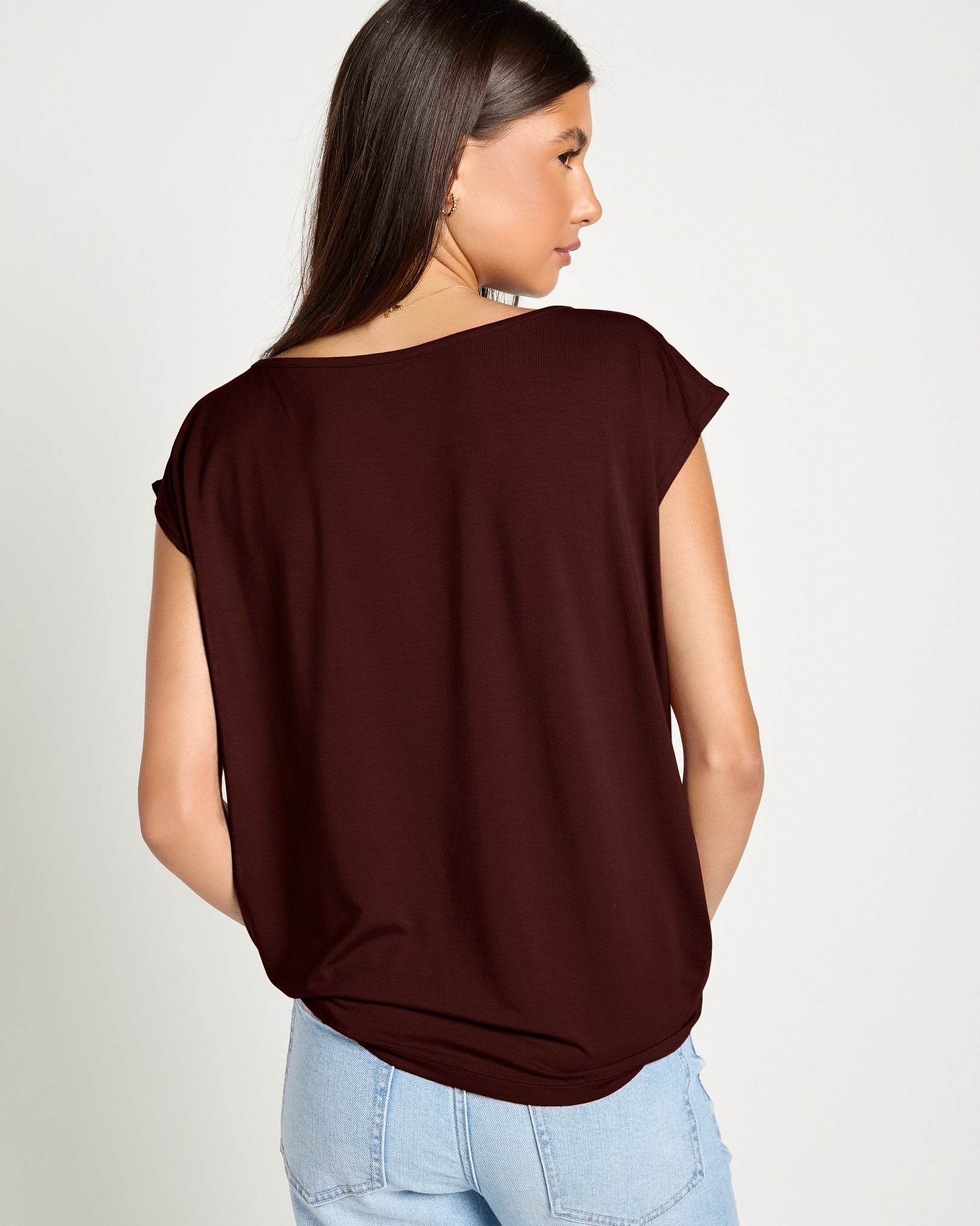 Mahogany $|& SEAS Brentwood Boat Neck Top - SOF Back