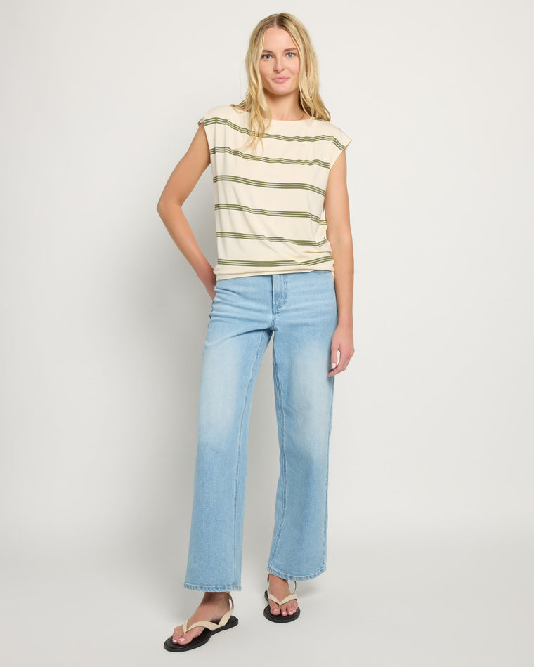 Cream Stripe $|& SEAS Brentwood Boat Neck Stripe Top - UGC On Fig