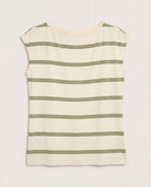 Cream Stripe $|& SEAS Brentwood Boat Neck Stripe Top - Hanger Detail