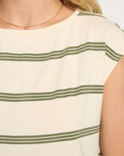 Cream Stripe $|& SEAS Brentwood Boat Neck Stripe Top - SOF Full Front