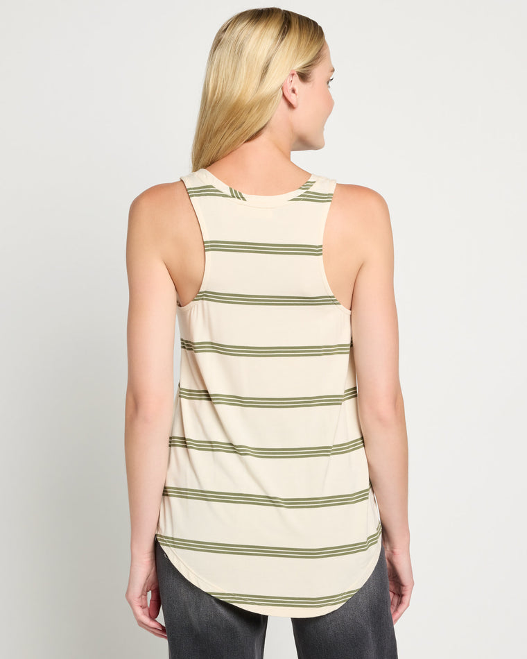 Cream Stripe $|& SEAS Surfside Stripe Scoop Tank - SOF Back