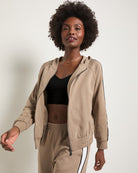 Sand Stone $|& Interval Warm Up Hooded Jacket - SOF Front