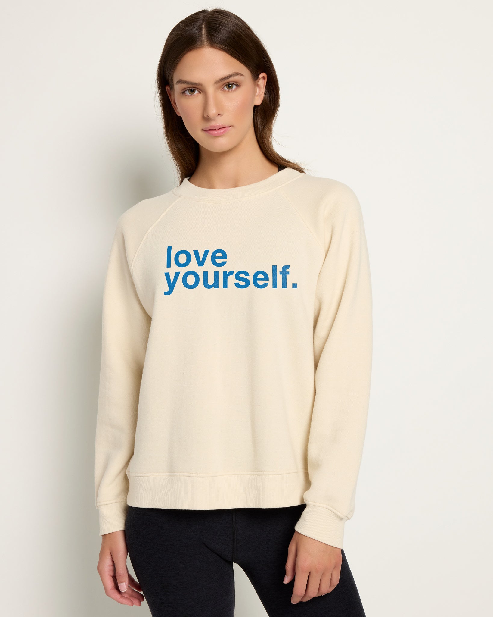 Cream $|& Interval Reset Raglan Sweatshirt Love Yourself - SOF Front