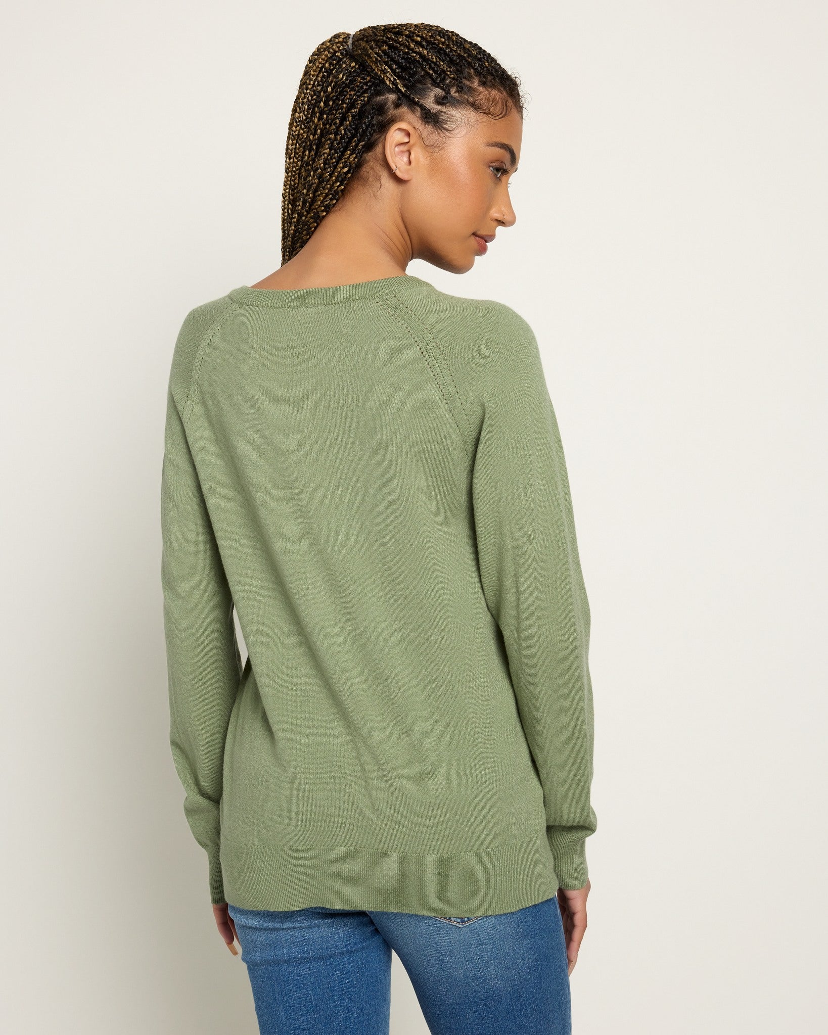 Heather Olive Branch $|& Herizon Sweet Echoes Henley Sweater - SOF Back