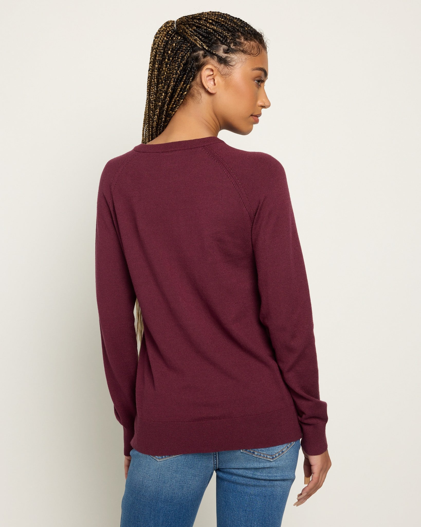 Heather Elderberry $|& Herizon Sweet Echoes Henley Sweater - SOF Back