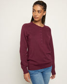 Heather Elderberry $|& Herizon Sweet Echoes Henley Sweater - SOF Front