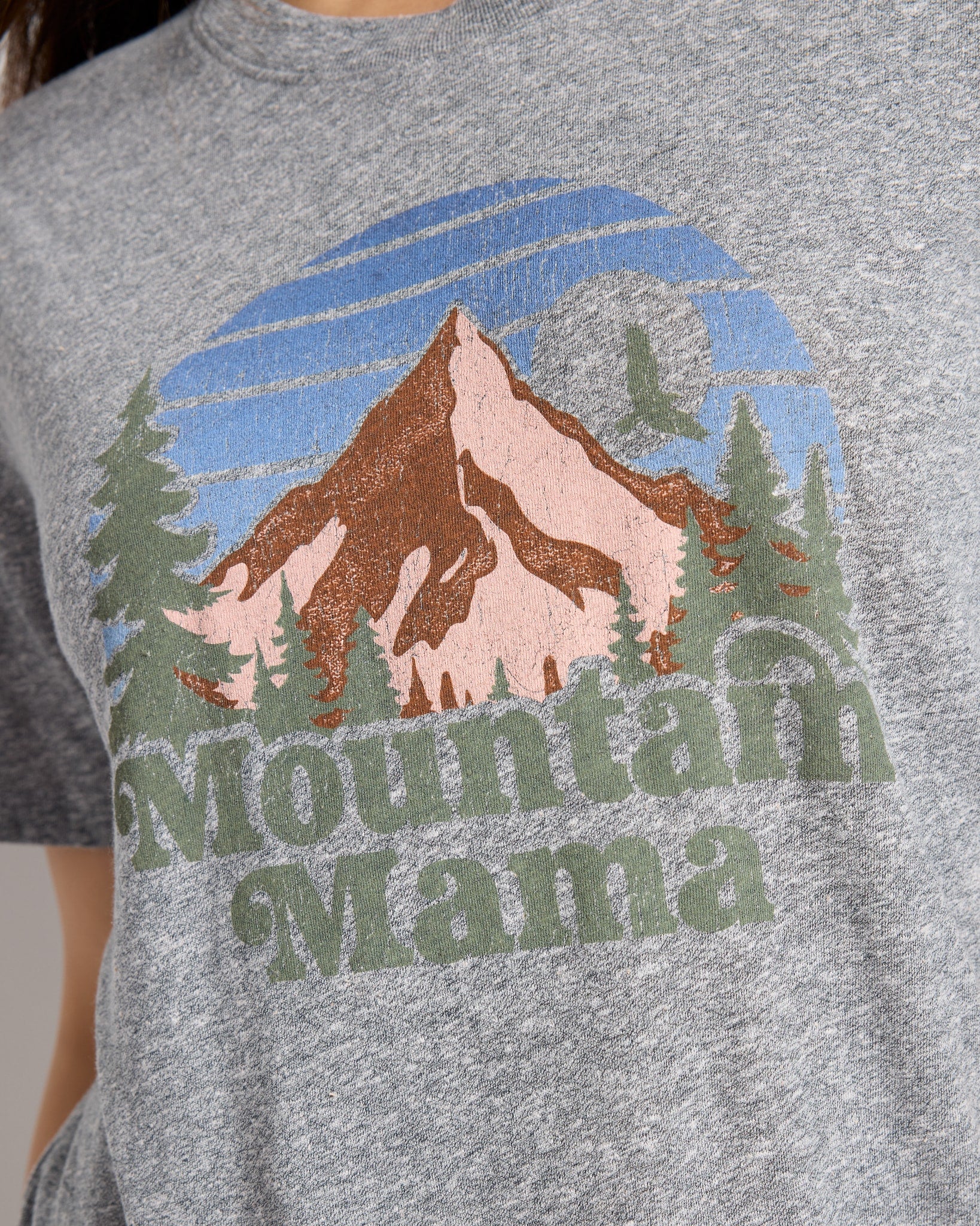 Heather Grey $|& Herizon Mountain Mama Easy Day Tee - SOF Full Front