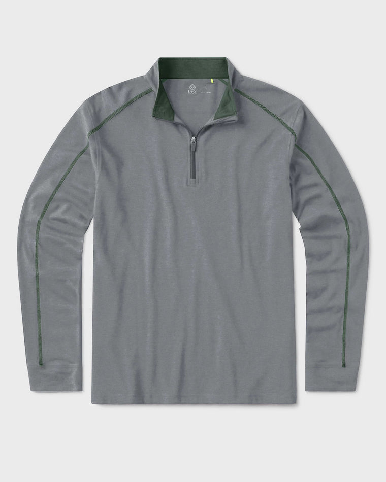 Heather Grey/Spruce $|& Tasc Carrollton Quarter Zip - VOF Detail