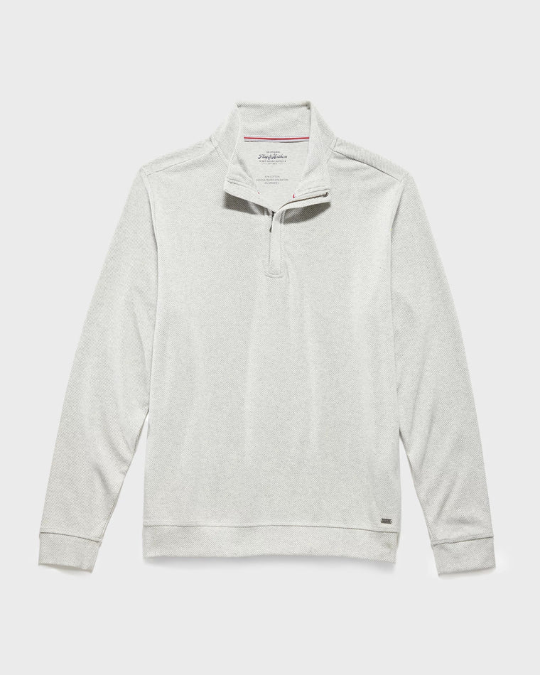 Grey $|& Flag & Anthem Hero Solid Twill 1/4 Zip Mock Neck - Hanger Back