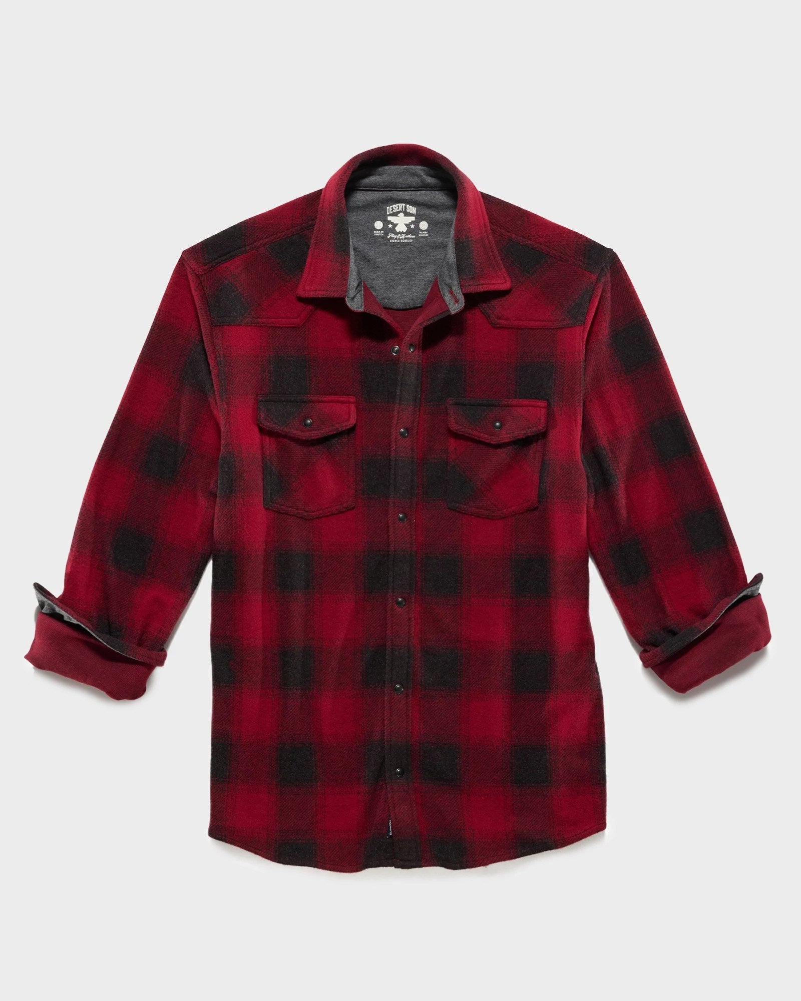 Red/Charcoal $|& Flag & Anthem Premont Long Sleeve Western Hero Knit Flannel - Hanger Back