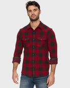 Red/Charcoal $|& Flag & Anthem Premont Long Sleeve Western Hero Knit Flannel - VOF Detail