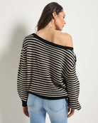 Black/Birch $|& SEAS Sandy Boat Neck Sweater - SOF Back