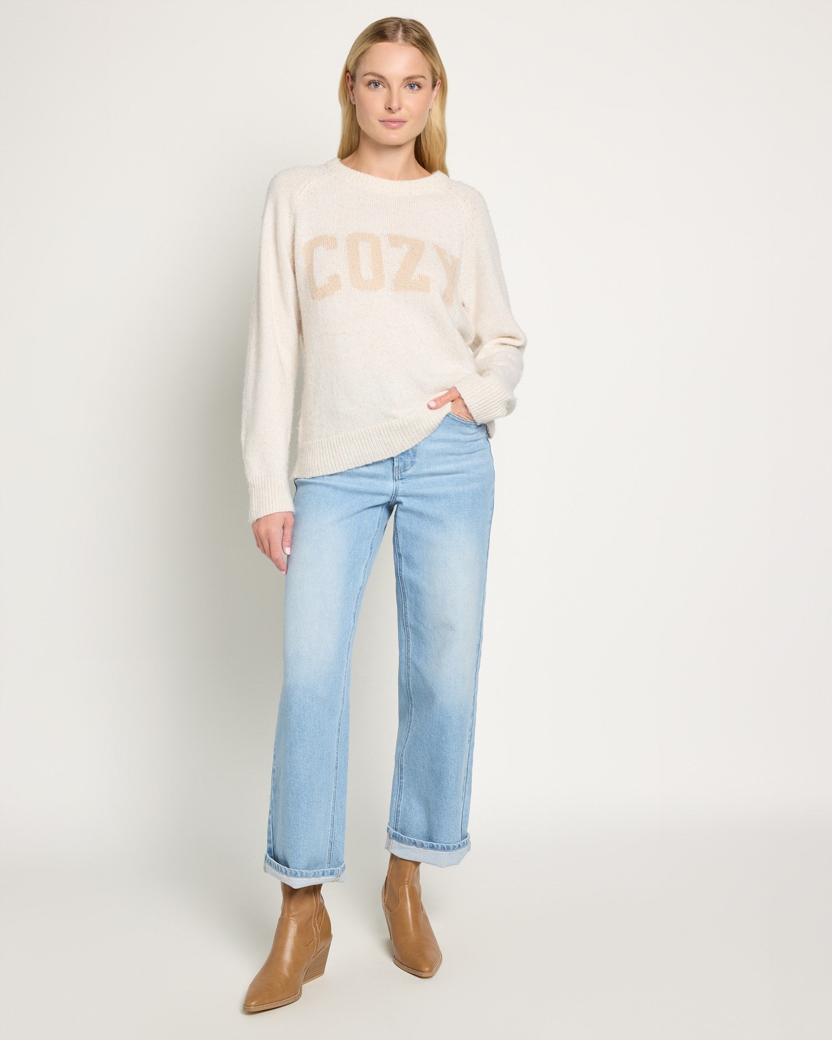 Heather Cream $|& SEAS Cozy Sweater - UGC On Fig