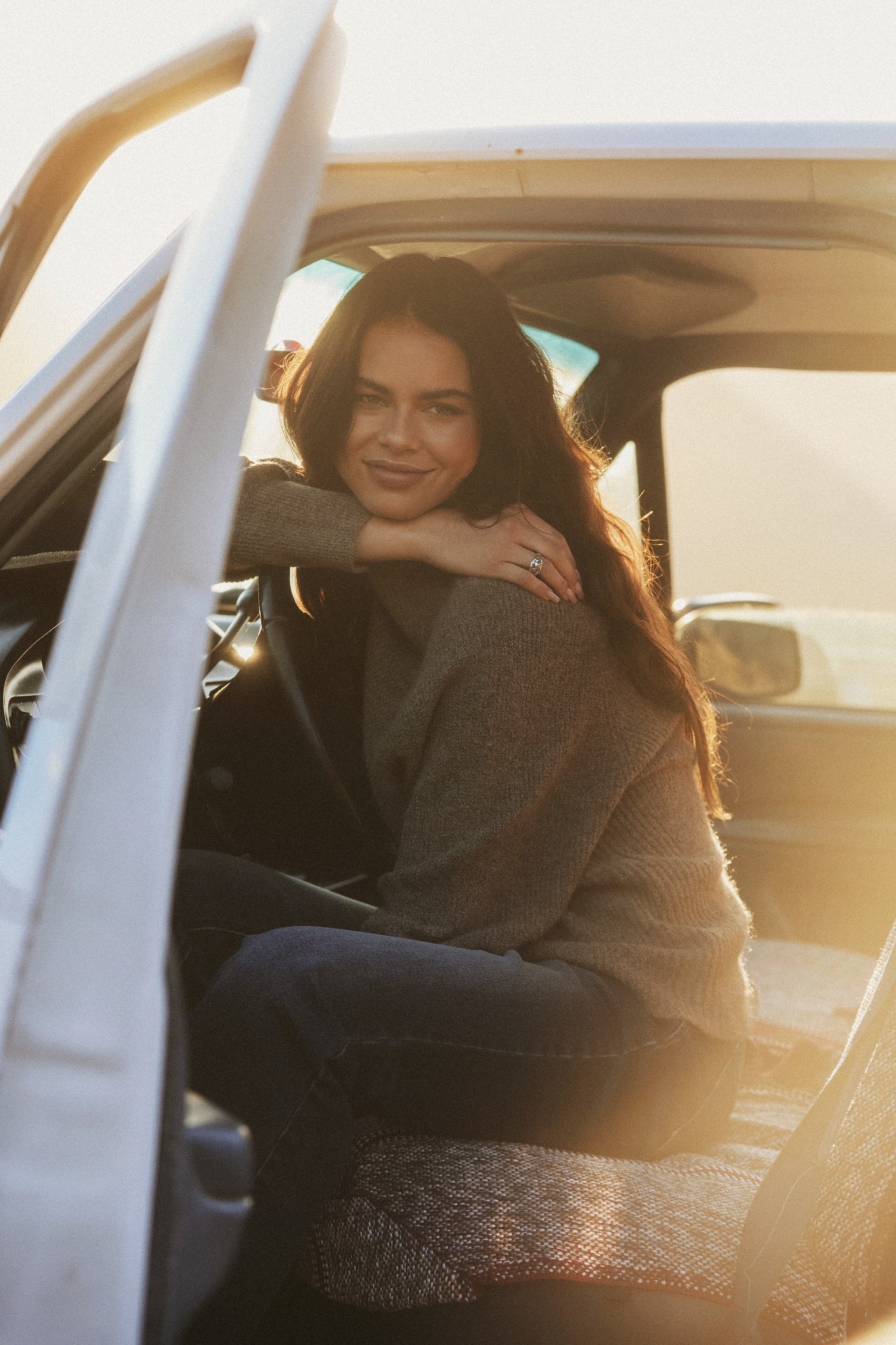 Taupe Marled $|& SEAS Driftwood Sweater - SOF Side