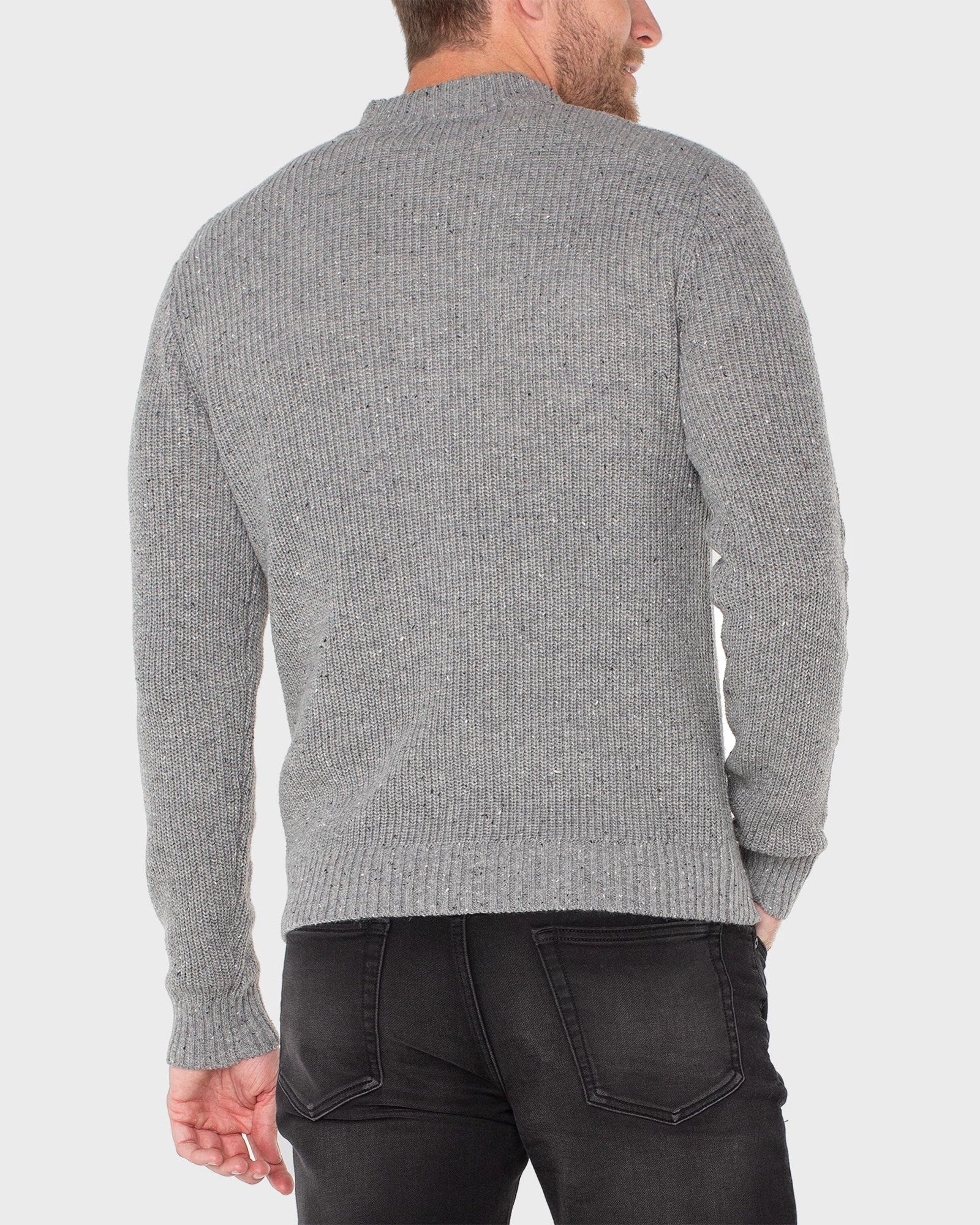 Light Grey $|& Liverpool Donegal Ribbed 1/4 Zip Sweater - Hanger Side