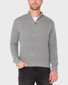 Light Grey $|& Liverpool Donegal Ribbed 1/4 Zip Sweater - VOF Detail