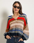 Black Stripe $|& SEAS June Striped Cardigan - SOF Front
