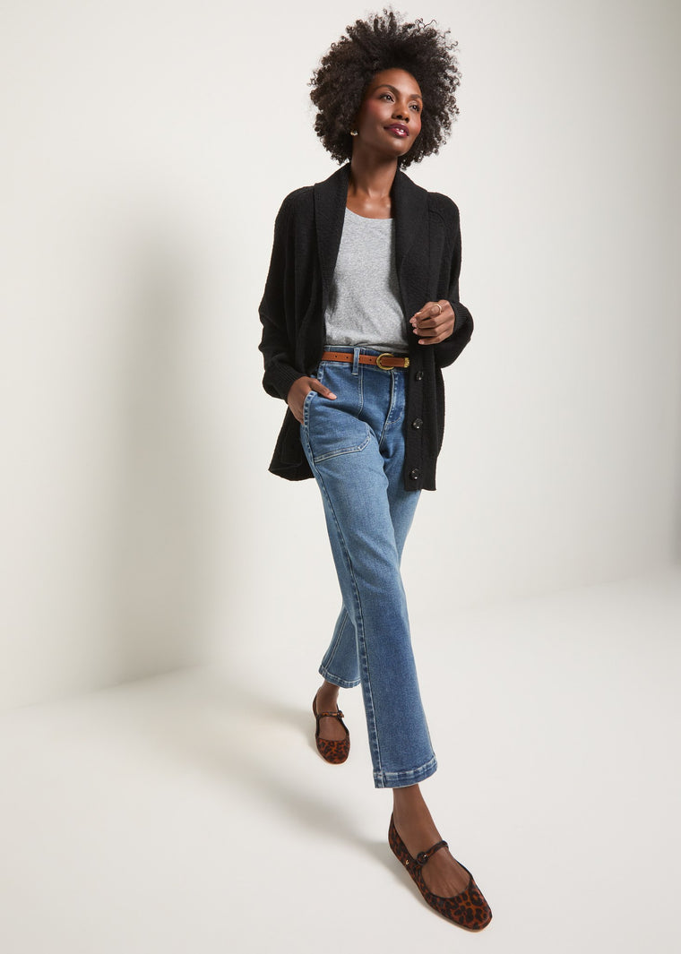 Black $|& SEAS Aura Shawl Collar Cardigan - UGC On Fig