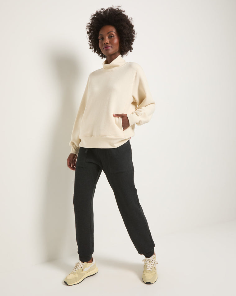 Cream $|& Interval Half Time Funnel Neck Sweatshirt - UGC On Fig