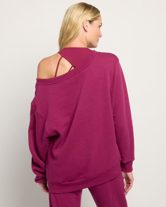 Sangria $|& Interval Fleece One Shoulder Pullover - SOF Back