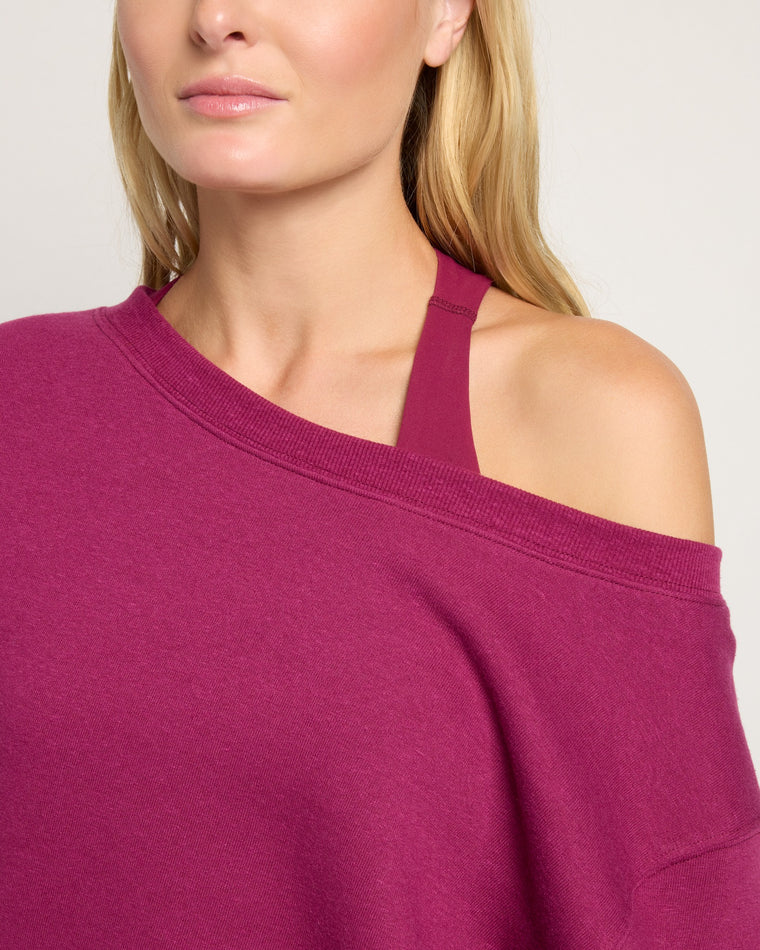 Sangria $|& Interval Fleece One Shoulder Pullover - SOF Full Front