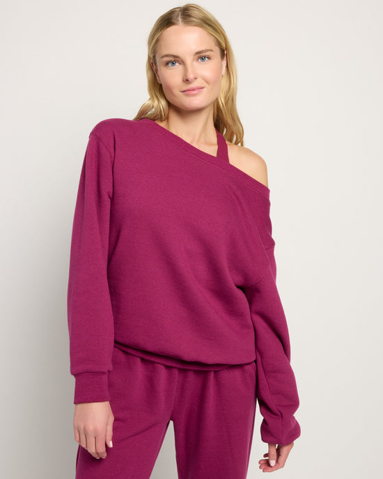 Sangria $|& Interval Fleece One Shoulder Pullover - SOF Front