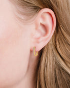 18kt Yellow Gold $|& Crislu Square Huggies - VOF Detail