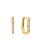18kt Yellow Gold $|& Crislu Square Huggies - VOF Detail
