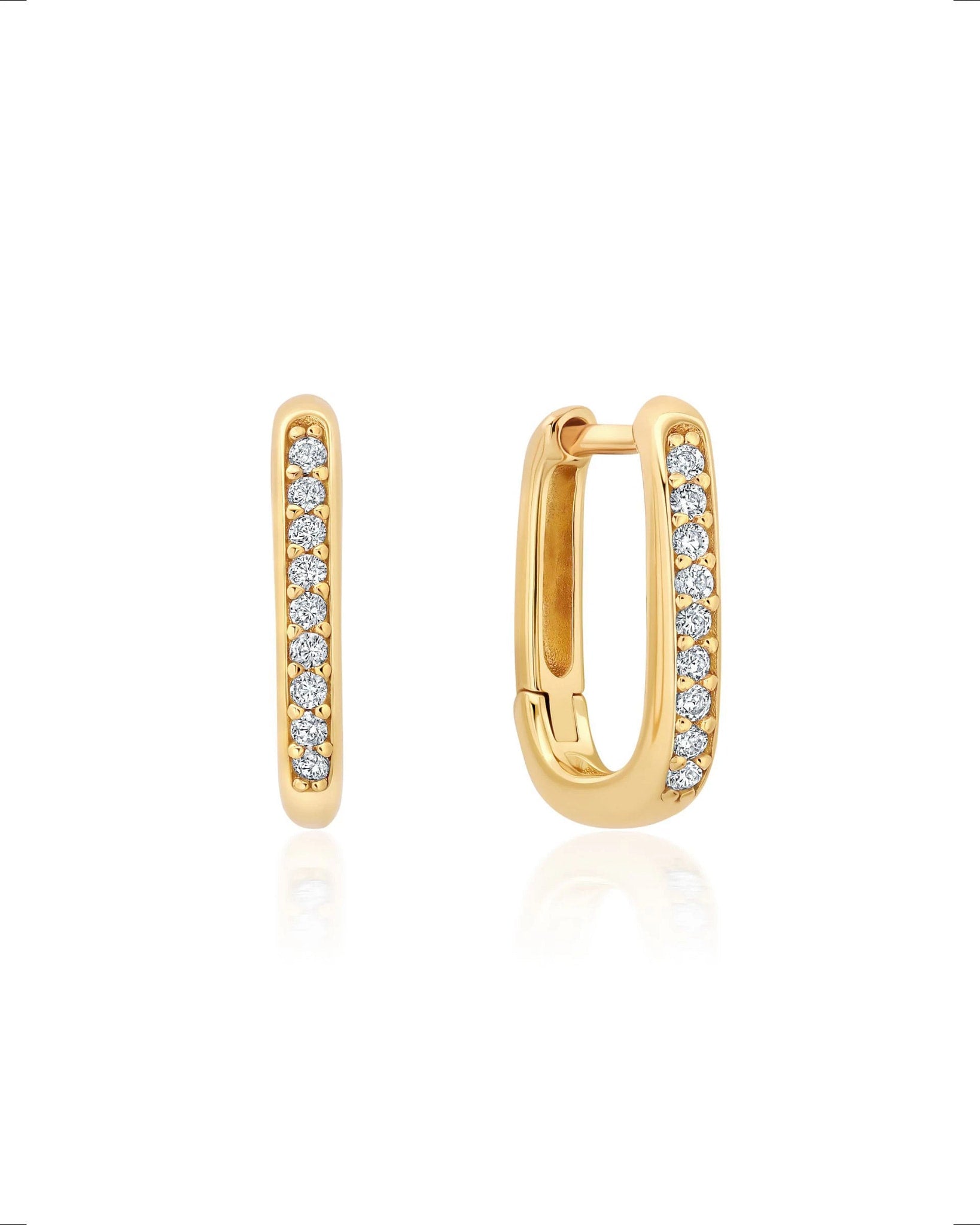 18kt Yellow Gold $|& Crislu Square Huggies - VOF Detail
