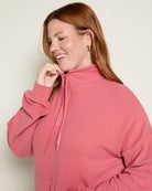 Claret Wine $|& Cloud Ten Long Sleeve Half Zip Plush Pullover - SOF Full Front