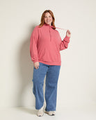 Claret Wine $|& Cloud Ten Long Sleeve Half Zip Plush Pullover - UGC On Fig