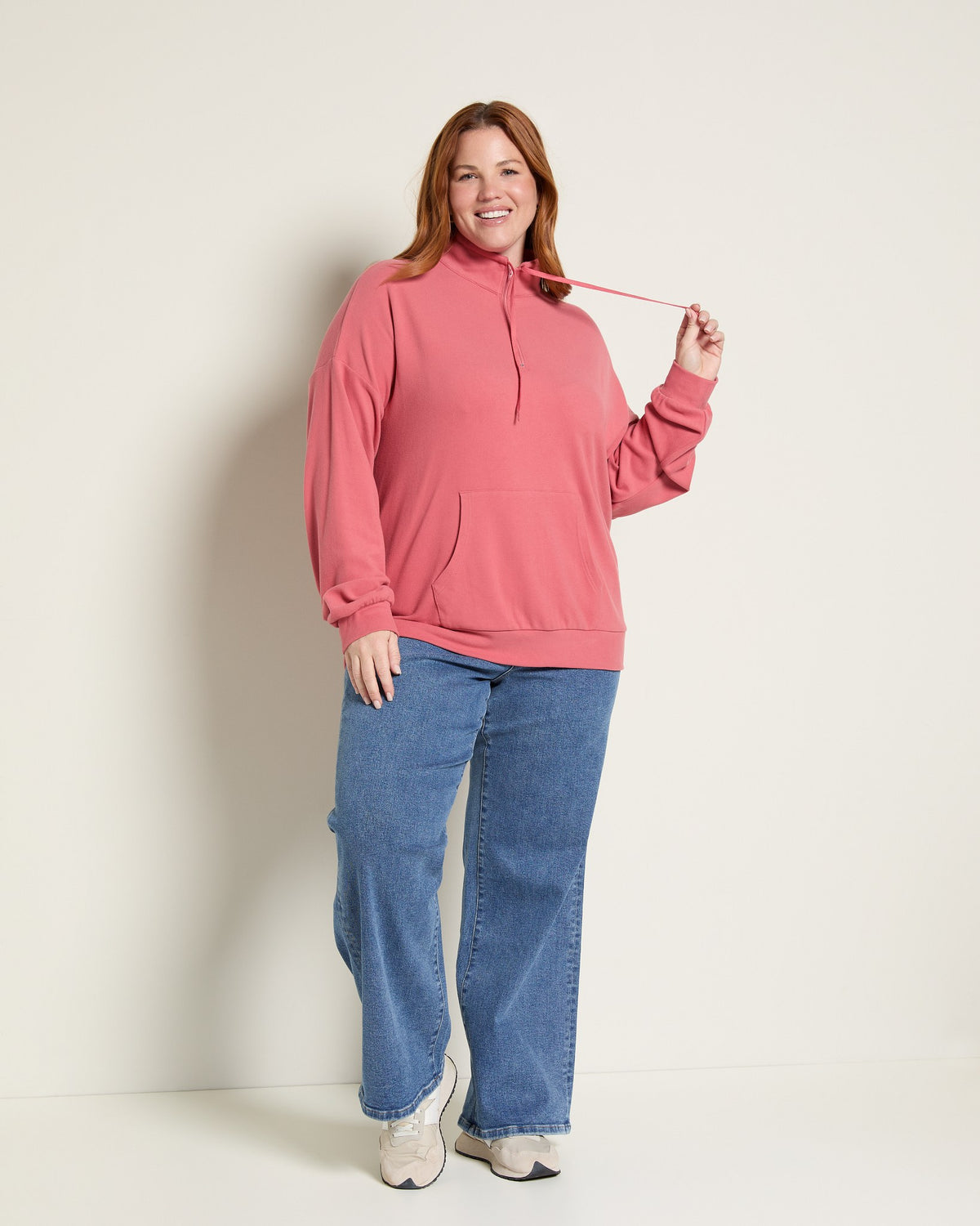 Claret Wine $|& Cloud Ten Long Sleeve Half Zip Plush Pullover - UGC On Fig