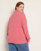 Claret Wine $|& Cloud Ten Long Sleeve Half Zip Plush Pullover - SOF Back