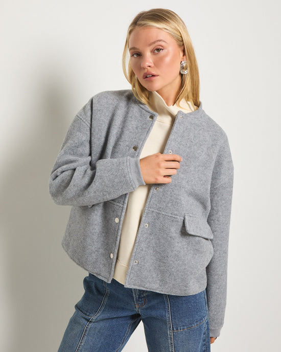 Heather Grey $|& SEAS Baja Wool Blend Jacket - SOF Front